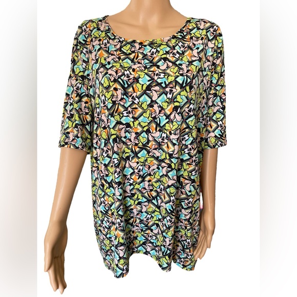 Lularoe Disney Goofy Kidcore Vacation Retro Geometric Novelty Stretch Tunic Top - Picture 1 of 7
